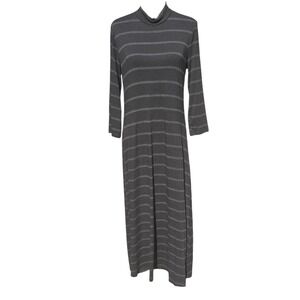 Anthropologie Sunday in Brooklyn Striped Mock Neck Maxi Dress Long Sleeve Gray L